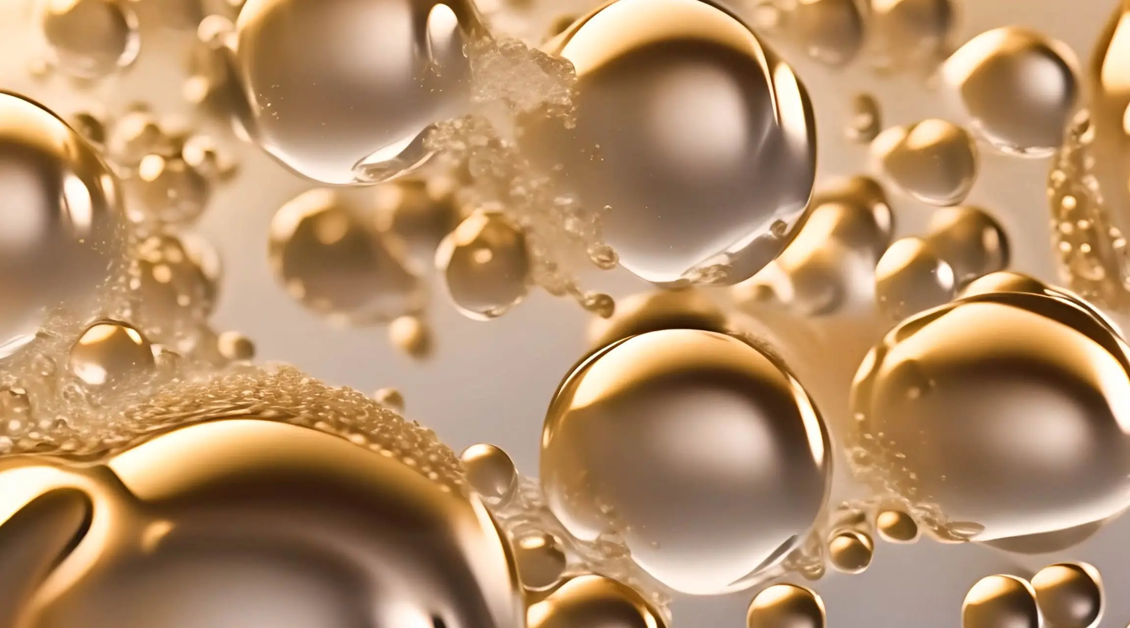 Luxurious Golden Liquid Bubbles Abstract Motion Background